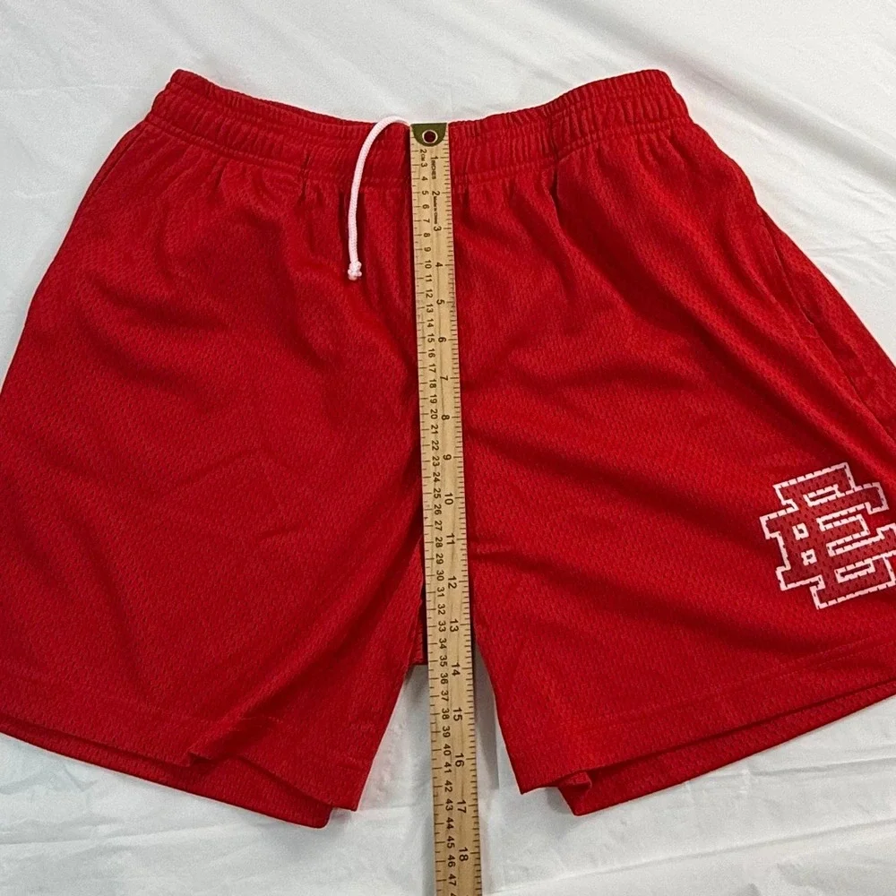 Eric Emanuel Basic Mesh Shorts Red White EE Logo Mens Large Made in NY